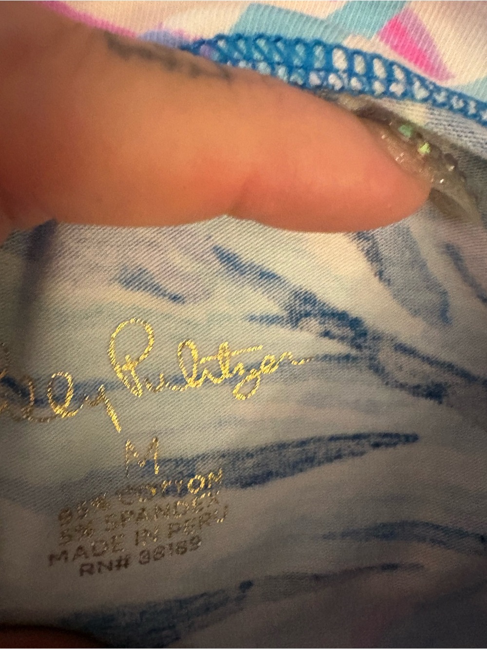 Lilly Pulitzer Blue & Pink Tropical Print Women's Top size Medium - Picture 3 of 3